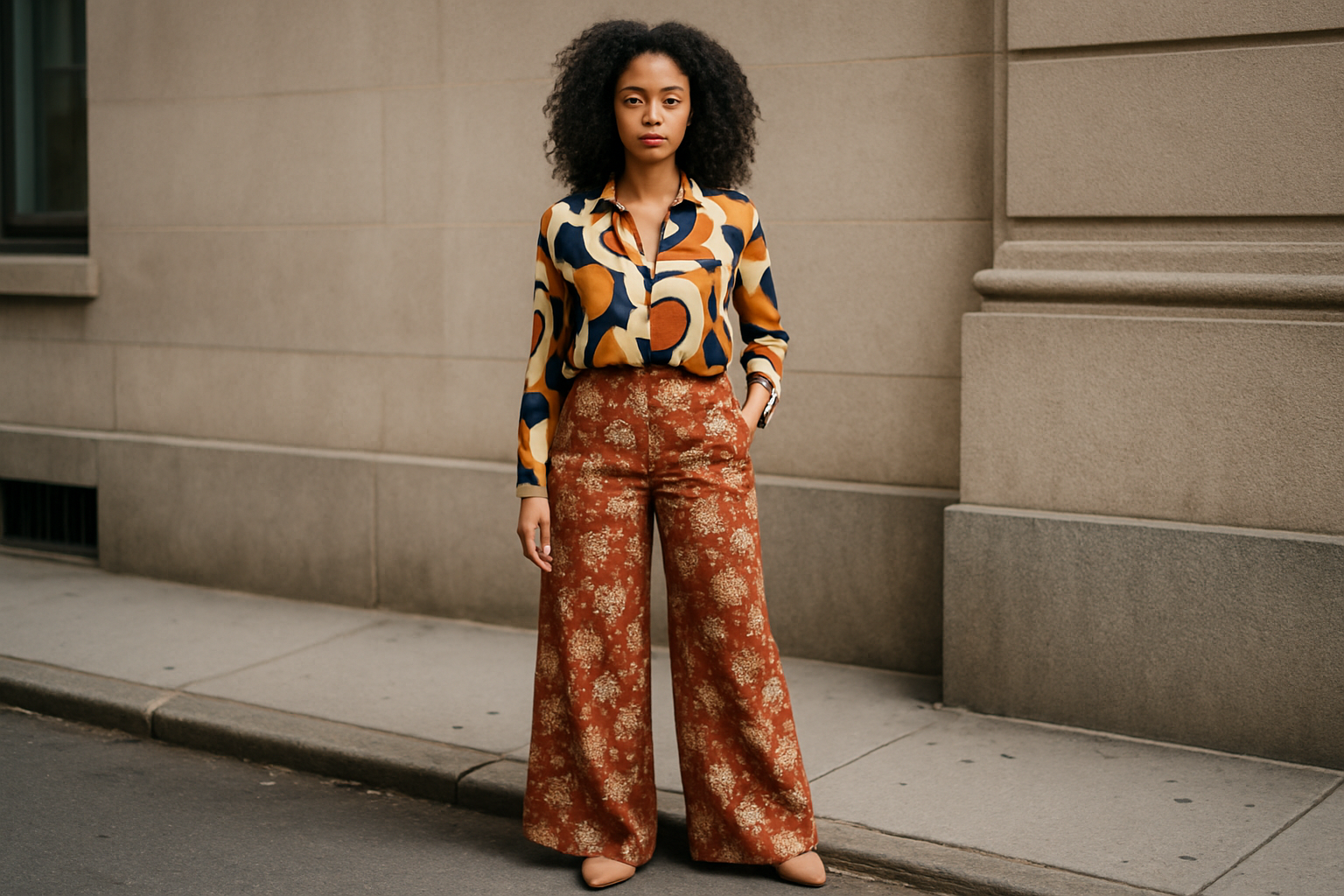 Mastering color relationships and pattern integration elevates wide leg styling from basic to extraordinary
