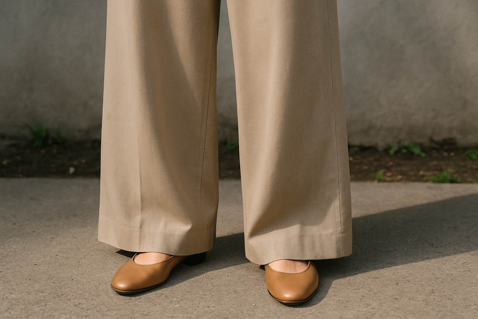 Shoe selection dramatically influences the overall aesthetic impact of wide leg pants