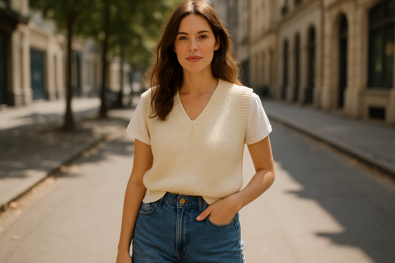 Summer sweater vest styling street woman