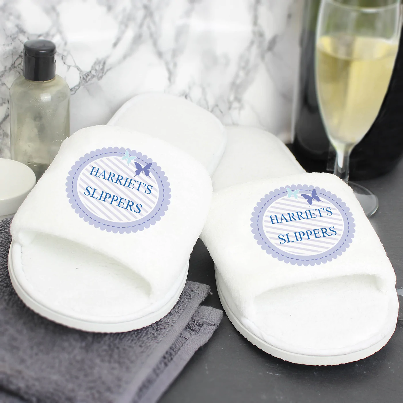 Personalised Butterfly Velour Slippers Personalised Butterfly Velour Slippers