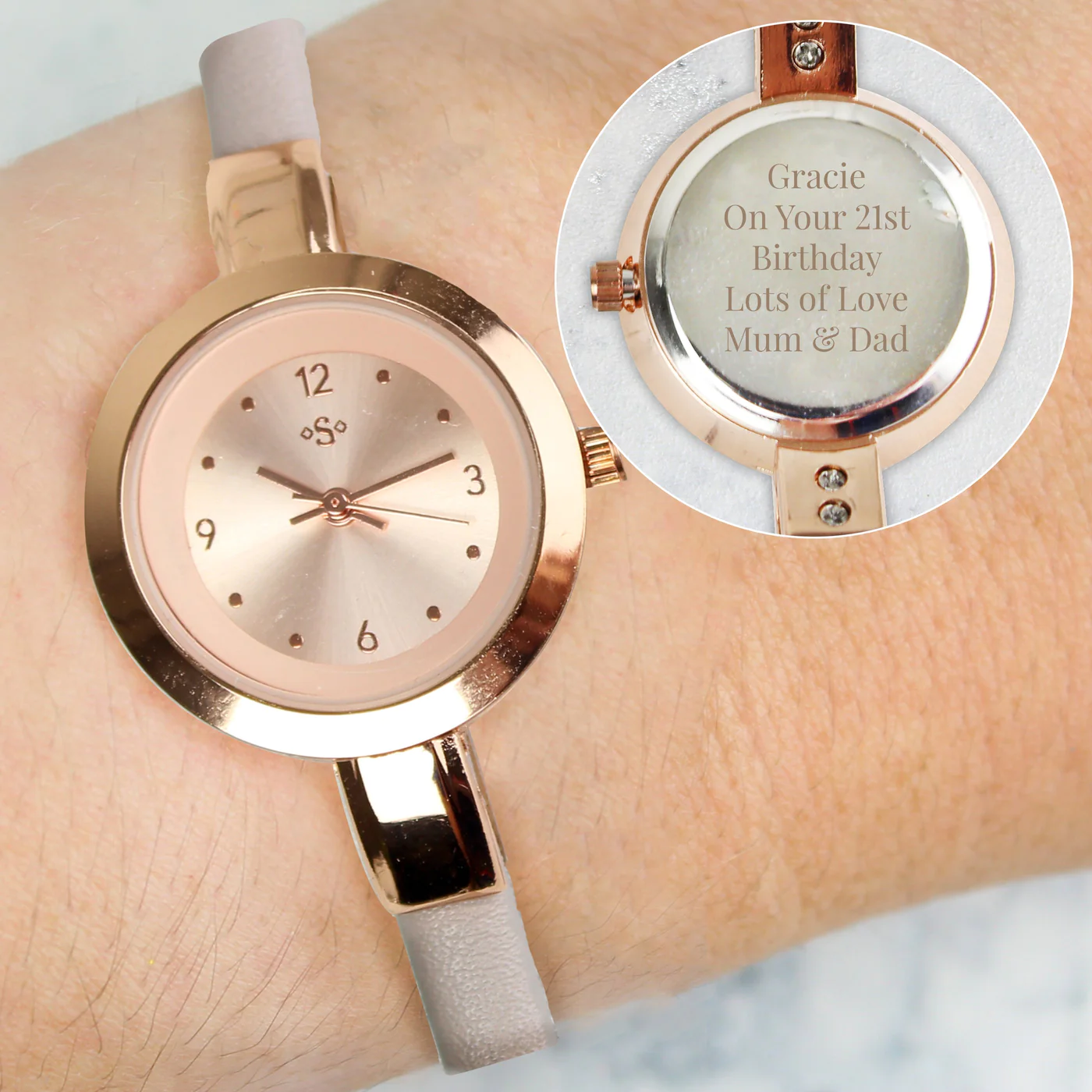 Personalised Swirls & Hearts Diamante Ladies Watch Personalised Swirls & Hearts Diamante Ladies Watch
