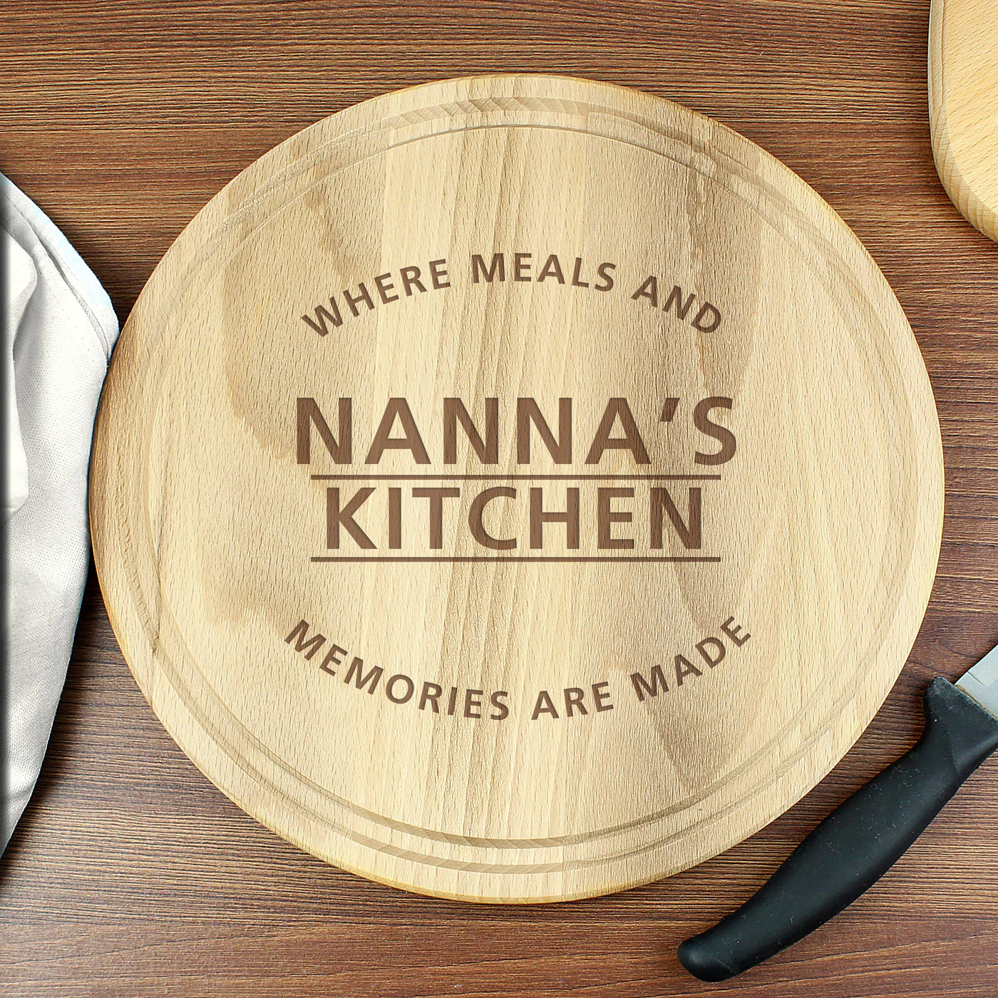 Personalised 'Meals and Memories' Round Chopping Board Personalised 'Meals and Memories' Round Chopping Board