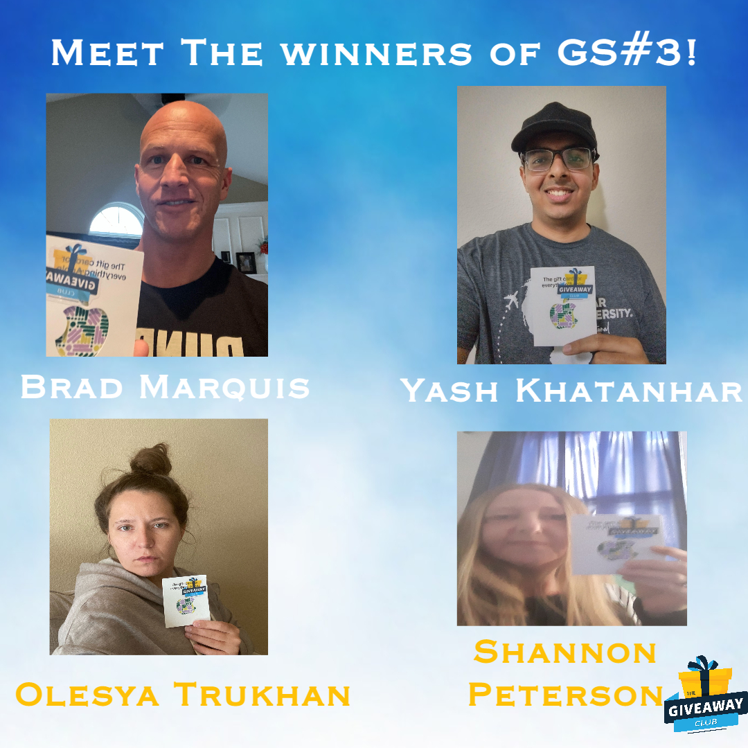 Gift Card Winners The GiveAway Club