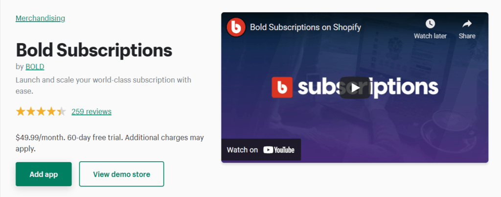 Bold Subscriptions app