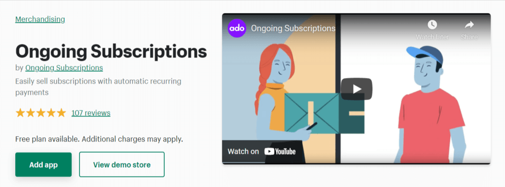 Ongoing Shopify Subscriptions app