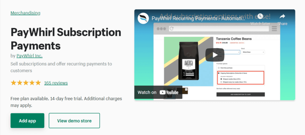 PayWhirl Subscription Payments