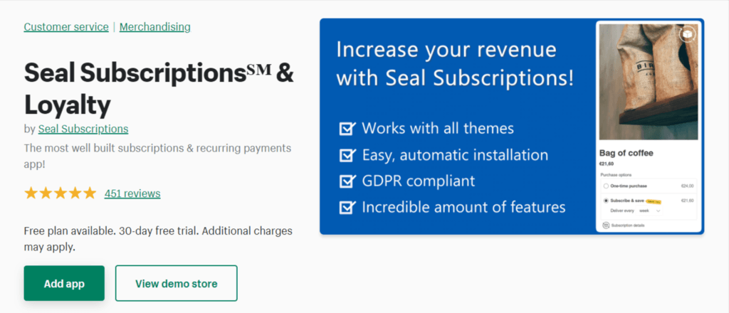 Seal Subscriptions app