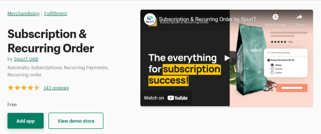 Subscriptions Recurring Order