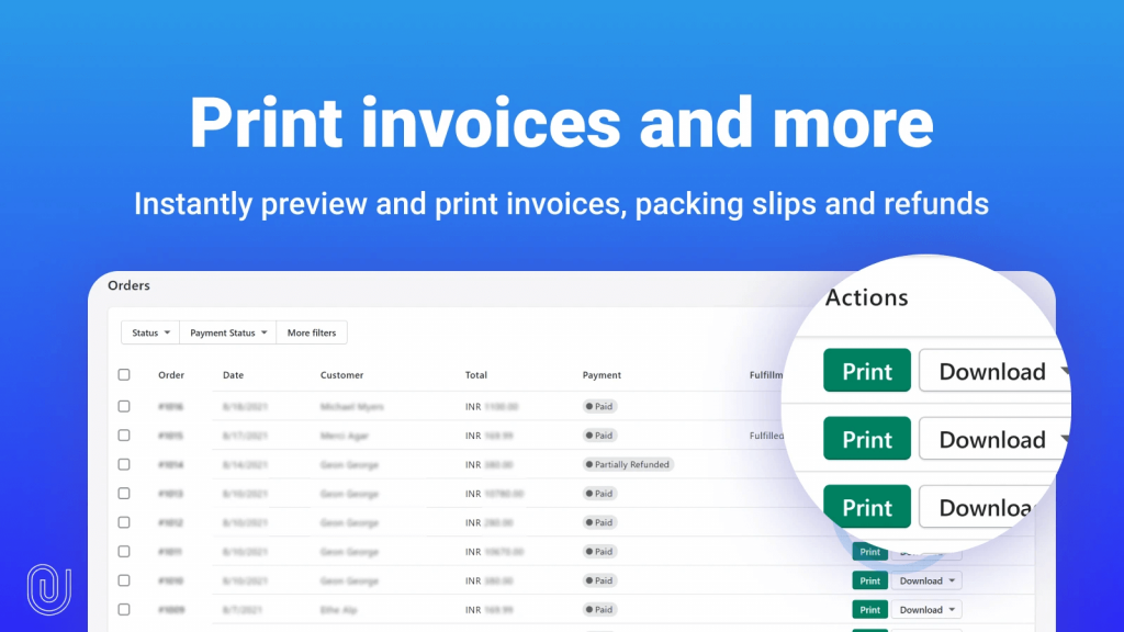 Final invoice order printer