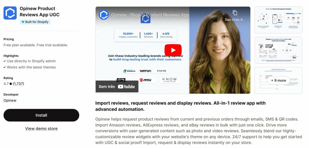 Opinew Product Reviews app UGC