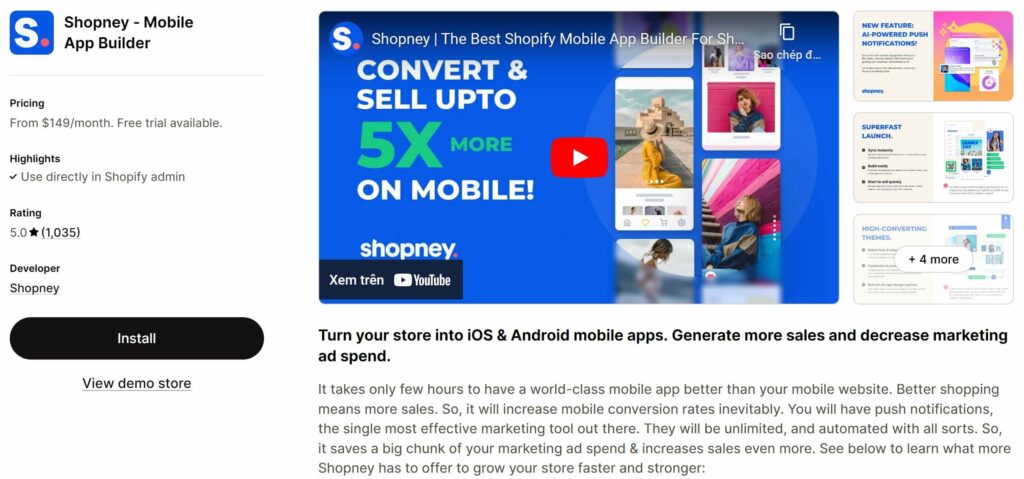 Shopney Mobile App Builder on Shopify