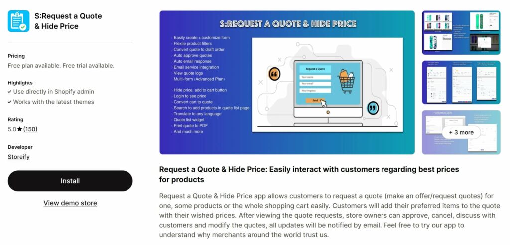 S:Request a Quote & Hide Price