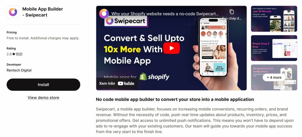 Mobile App Builder Swipecart