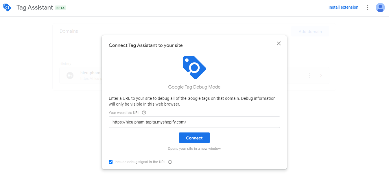 Tag assistant connecting 