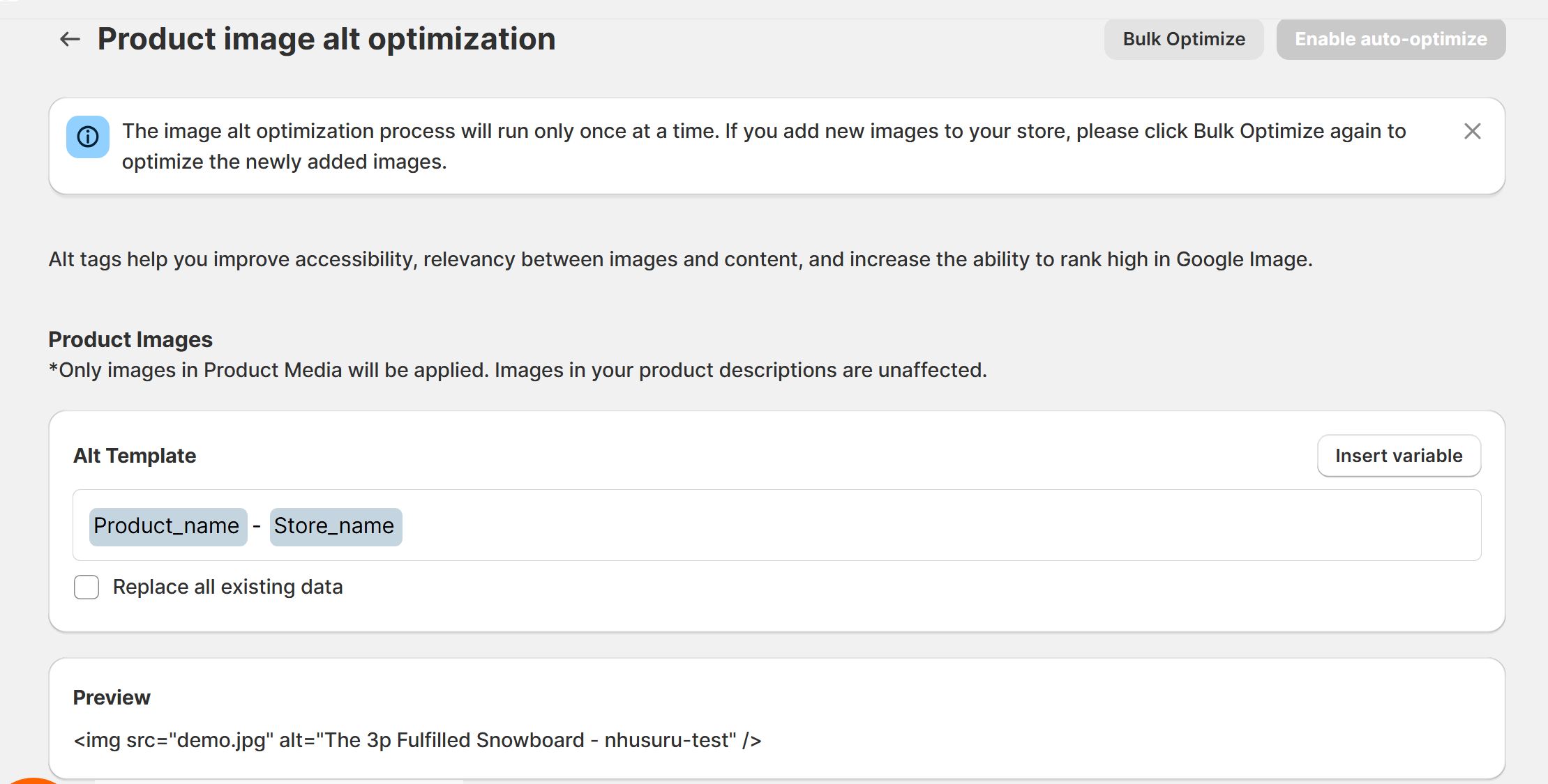 Tapita SEO optimizer & Speed help to create ALT Text