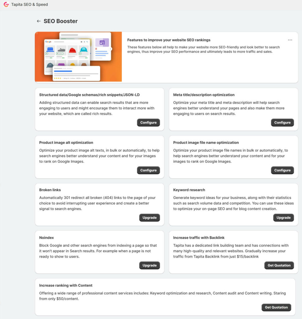 tapita seo booster features